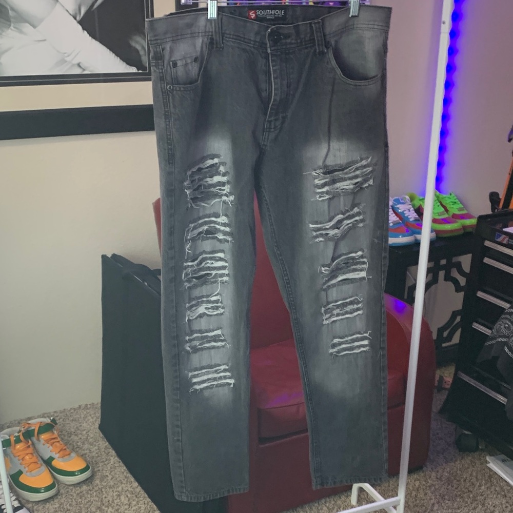 Vintage South Pole Men's Distressed Black Jeans